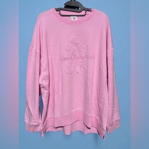 Disney Parks Walt Disney World Pink Embossed Mickey Mouse Crewneck